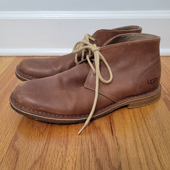 UGG Men's Leighton Brown Leather Chukka Boots Size 11 Classic Preppy Quality - Picture 1 of 16